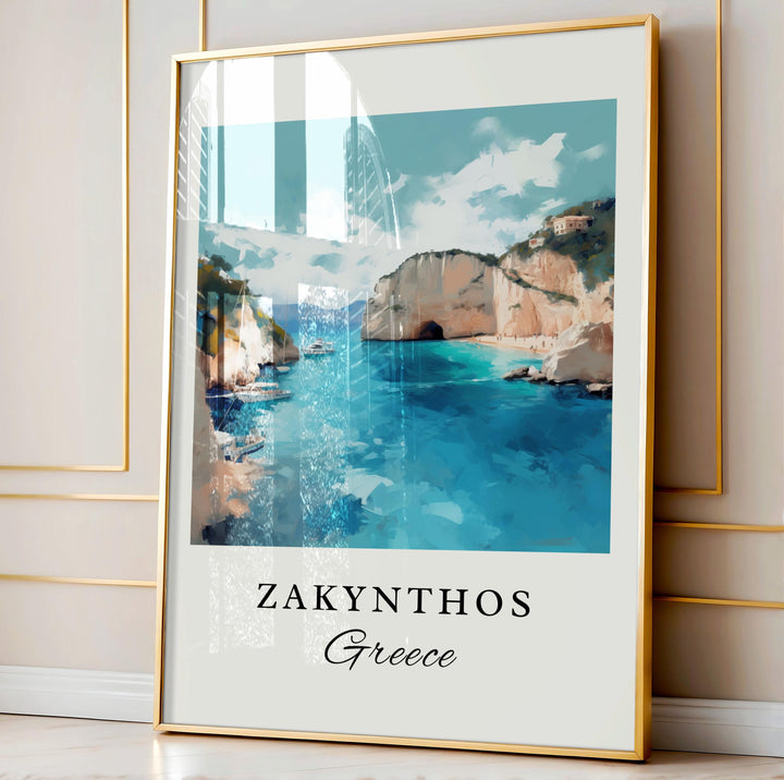 Zakynthos Greece wall art - Greece, Zakynthos poster, Zakynthos Wedding gift, Birthday present, Custom Text, Personalised Gift