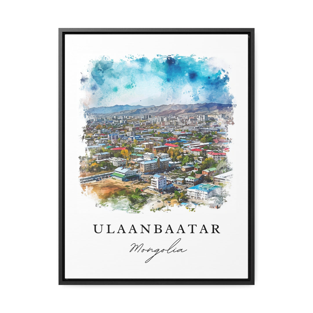 Ulaanbaatar watercolor travel art - Mongolia, Ulaanbatar print, Wedding gift, Birthday present, Custom Text, Perfect Gift