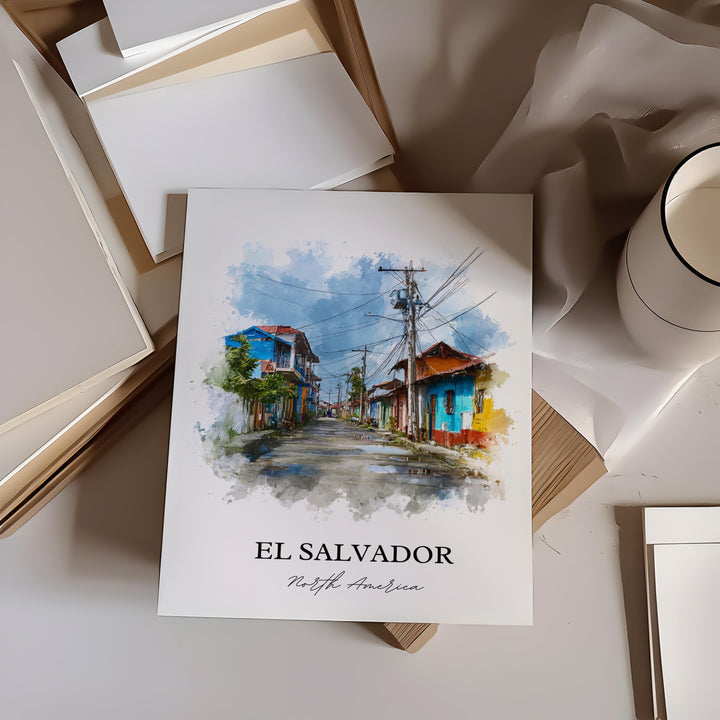 El Salvador, Central America – Watercolor Art Print