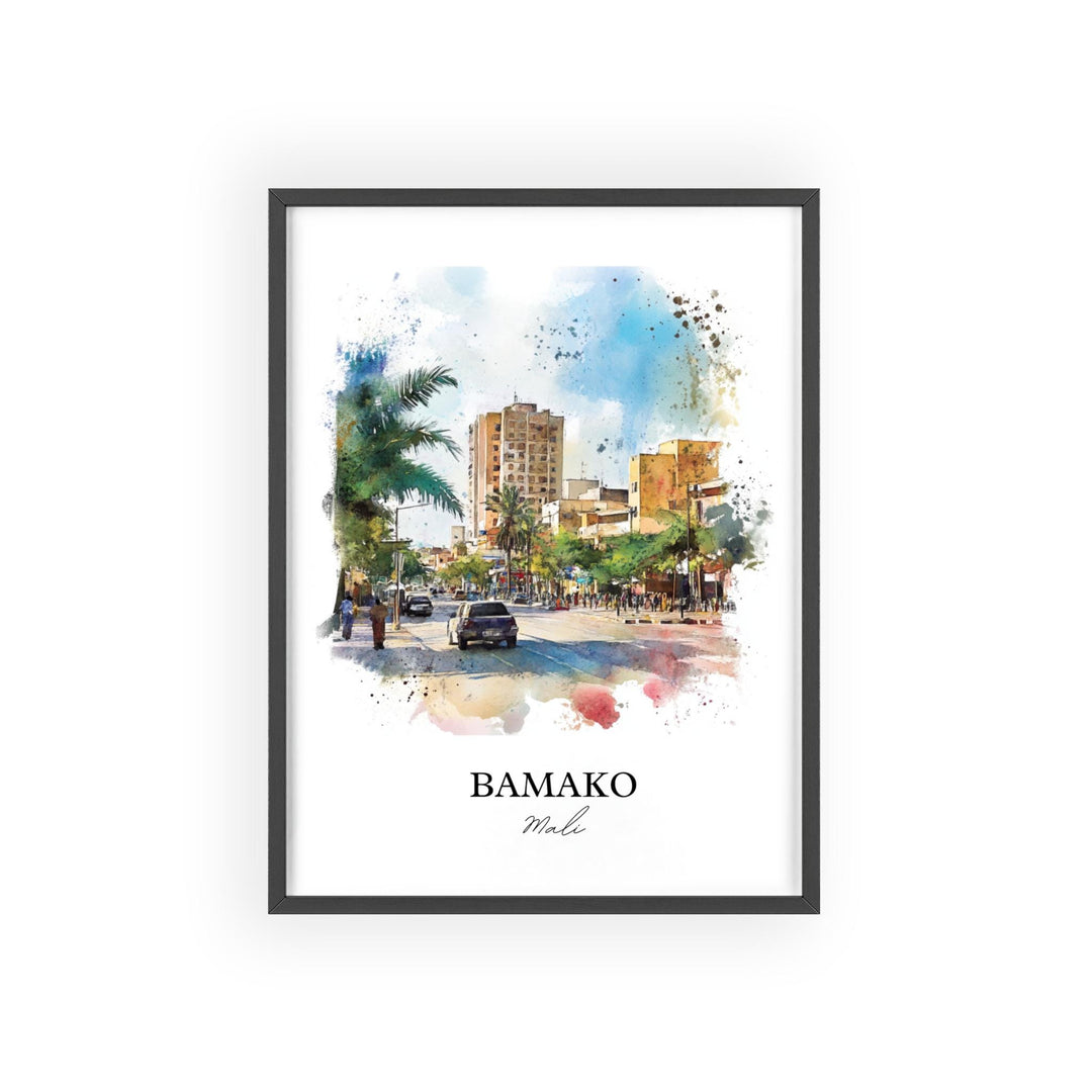 Bamako Mali Wall Art, Bamako Print, Mali Watercolor Art, Bamako Mali Gift, Travel Print, Travel Poster, Housewarming Gift