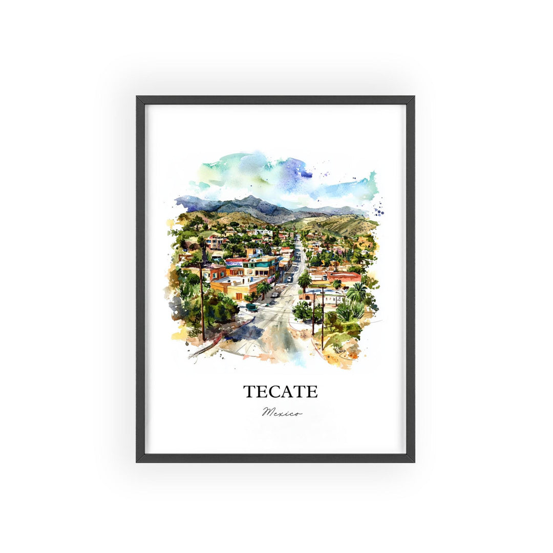 Tecate Mexico Art, Baja California Print, Mexico Watercolor Art, Tecate Mexico Gift, Travel Print, Travel Poster, Housewarming Gift