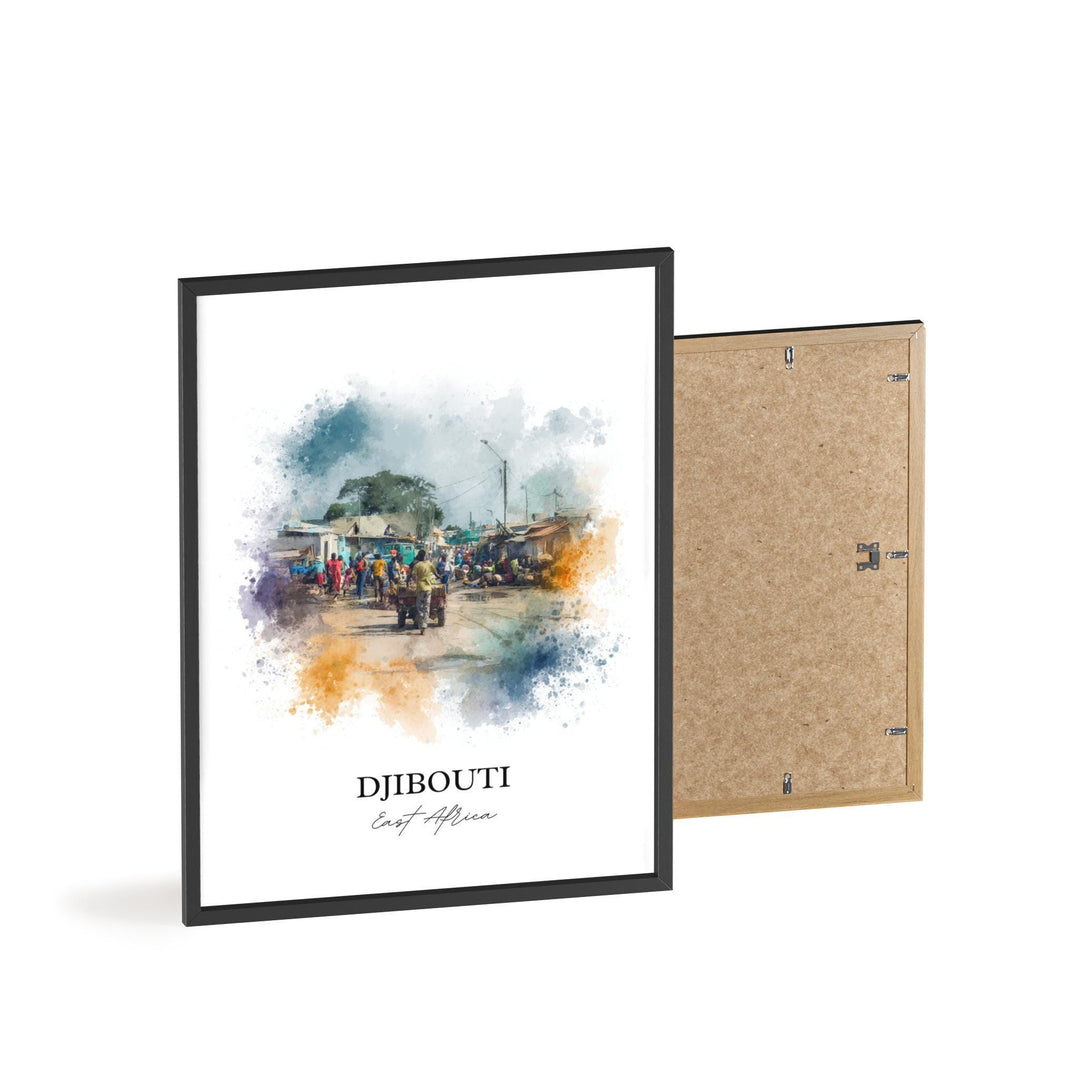 Djibouti Wall Art, Djibouti Print, Djibouti Watercolor Art, Djibouti East Africa Gift, Travel Print, Travel Poster, Housewarming Gift