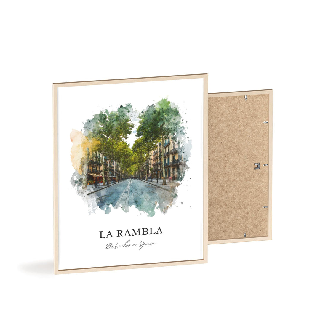 La Rambla, Spain – Watercolor Art Print