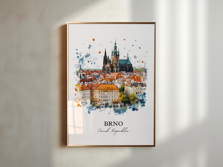 Brno Wall Art, Brno Print, Czech Republic Watercolor Art, Brno Czech Republic Gift, Travel Print, Travel Poster, Housewarming Gift