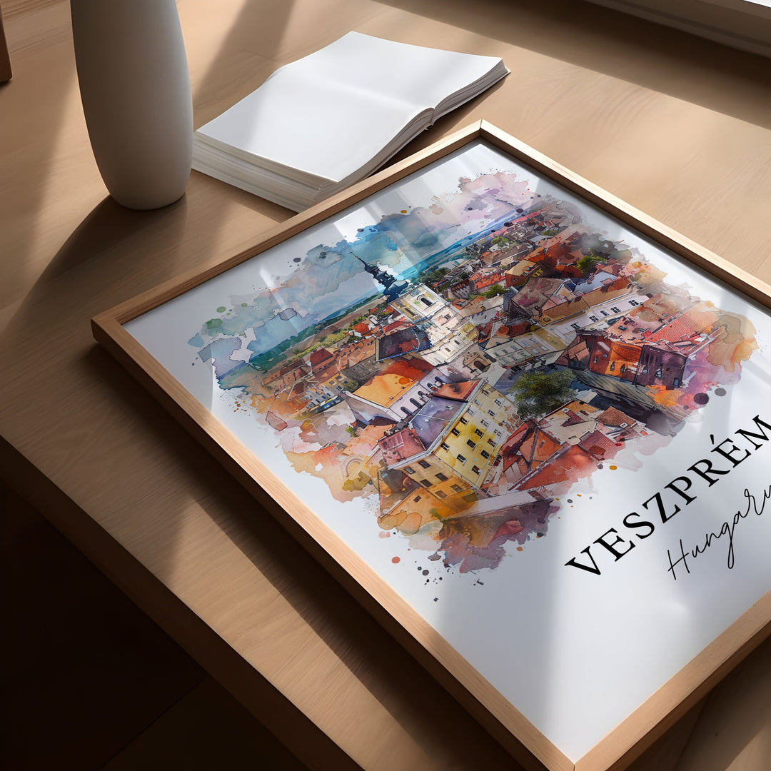 Veszprem Wall Art, Veszprem Hungary Print, Veszprem Watercolor, Veszprem Gift, Travel Poster, Housewarming Gift