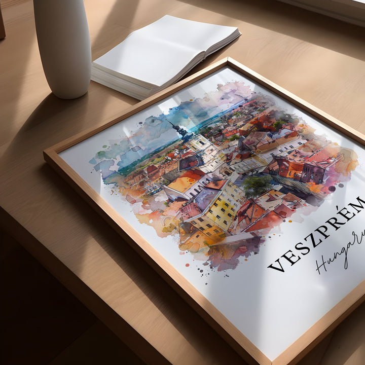 Veszprem Wall Art, Veszprem Hungary Print, Veszprem Watercolor, Veszprem Gift, Travel Poster, Housewarming Gift