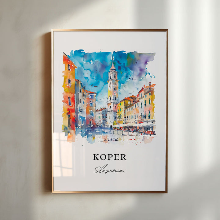 Koper Slovenia Wall Art, Koper Print, Koper Watercolor, Koper Slovenia Gift,