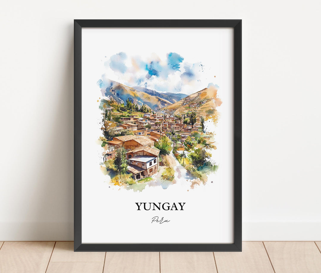 Yungay Wall Art, Ancash Region Peru Print, Peru Watercolor Art, Yungay Peru Gift, Travel Print, Travel Poster, Housewarming Gift