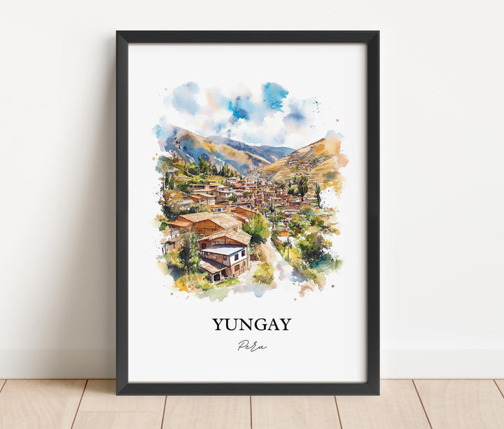 Yungay Wall Art, Ancash Region Peru Print, Peru Watercolor Art, Yungay Peru Gift, Travel Print, Travel Poster, Housewarming Gift
