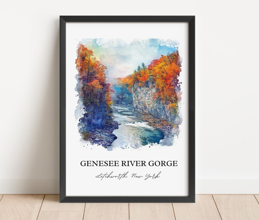 Genesee River Wall Art, Rochester Print, Genesee River Gorge Watercolor, Rochester NY Gift, Travel Print, Travel Poster, Housewarming Gift