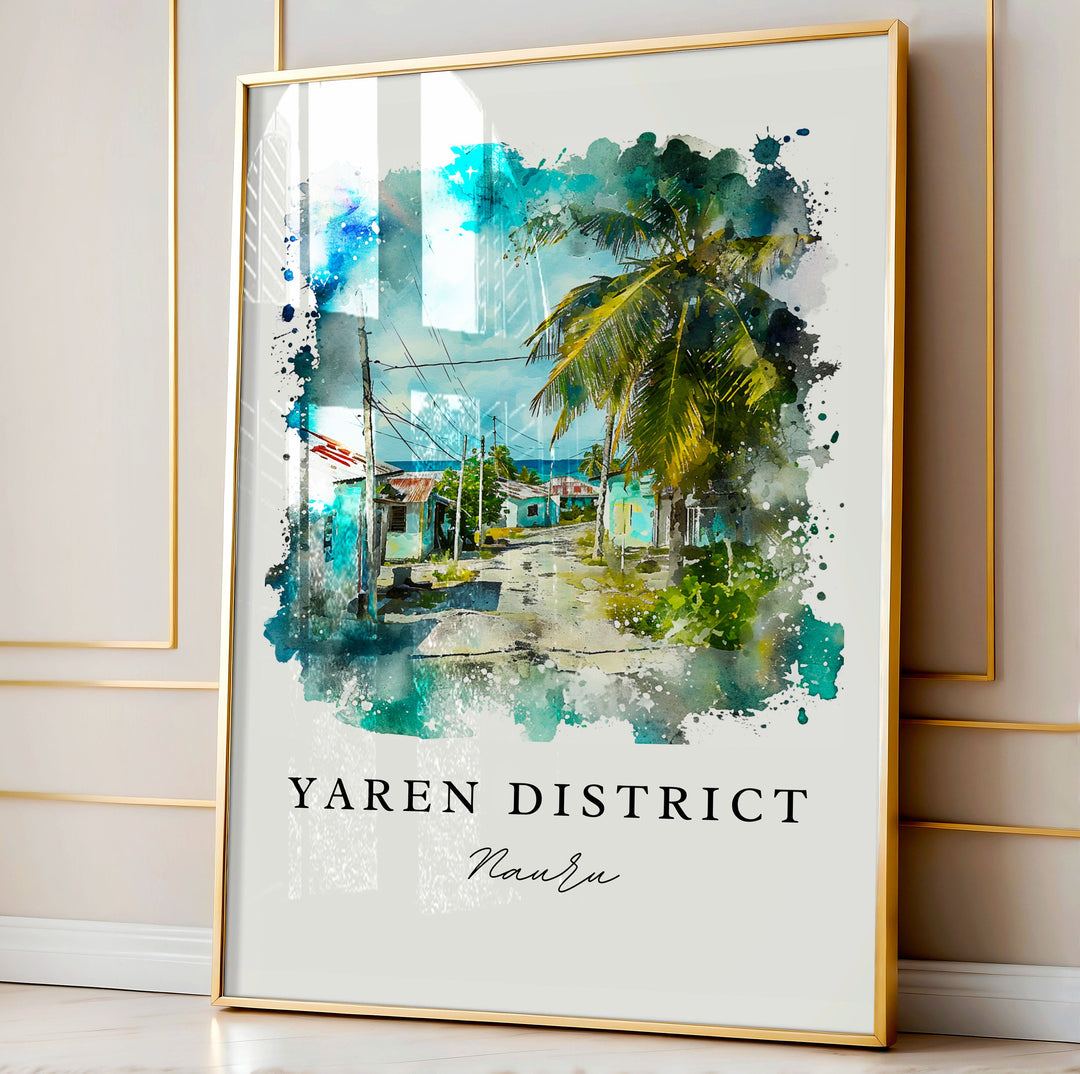 Yaren District watercolor travel art - Nauru, Yaren District print, Wedding gift, Birthday present, Custom Text, Perfect Gift