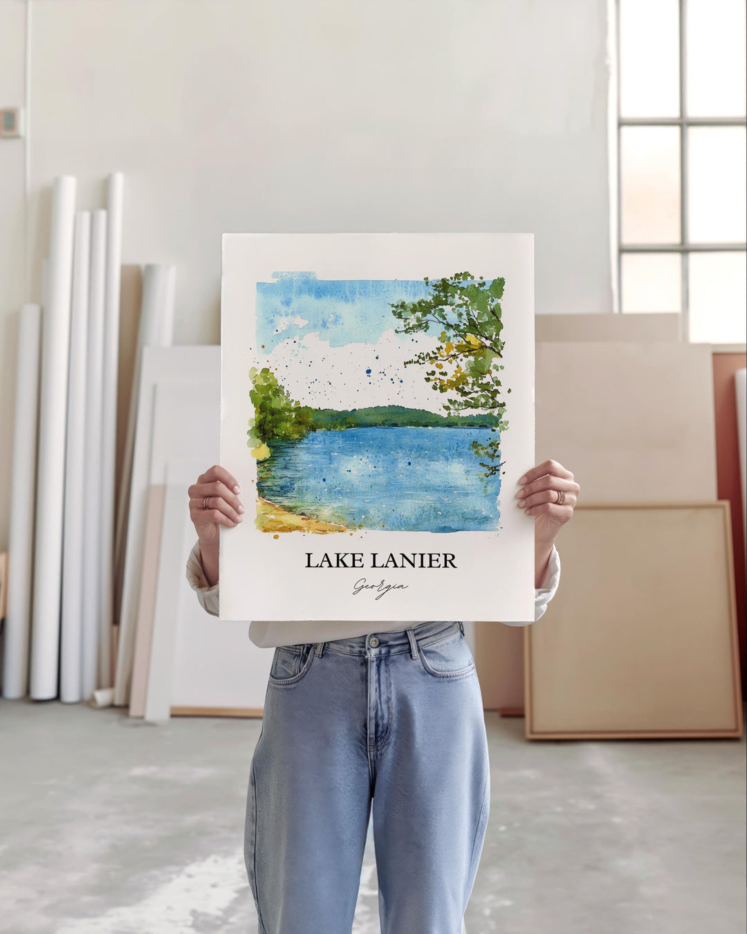 Lake Lanier Wall Art, Chattahoochee River Print, Georgia Watercolor Art, Lake Lanier Gift, Travel Print, Travel Poster, Housewarming Gift