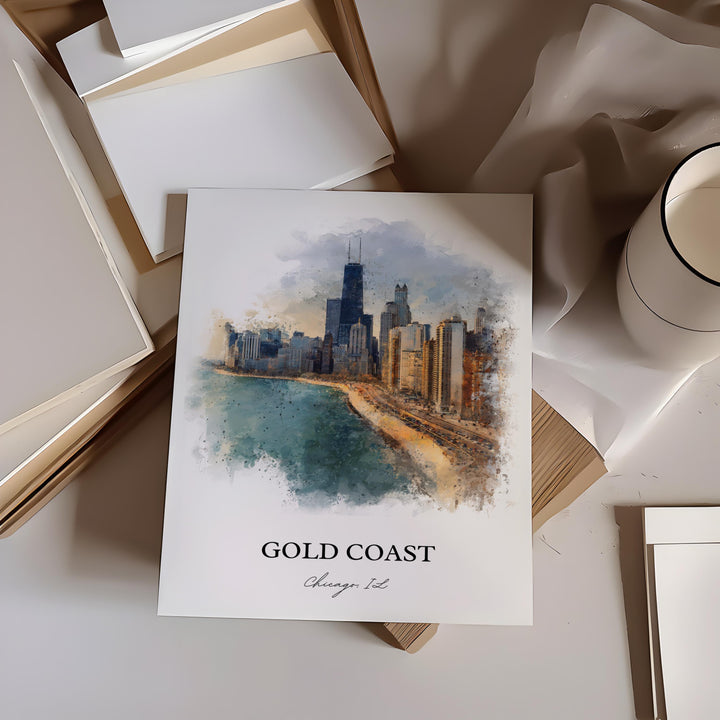 Gold Coast, Chicago, Illinois – Watercolor Art Print