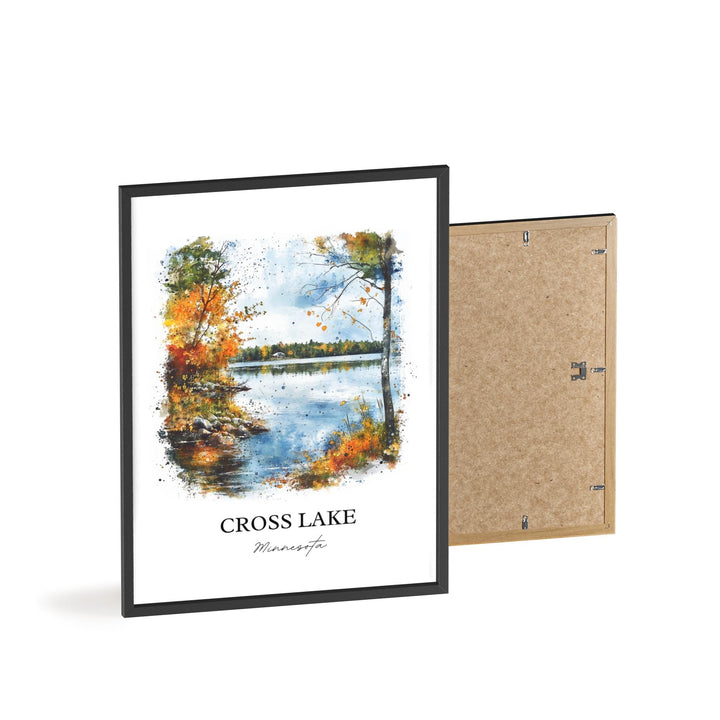 Cross Lake MN Wall Art, Crow Wing County Print, Minnesota Watercolor Art, Cross Lake Gift, Travel Print, Travel Poster, Housewarming Gift