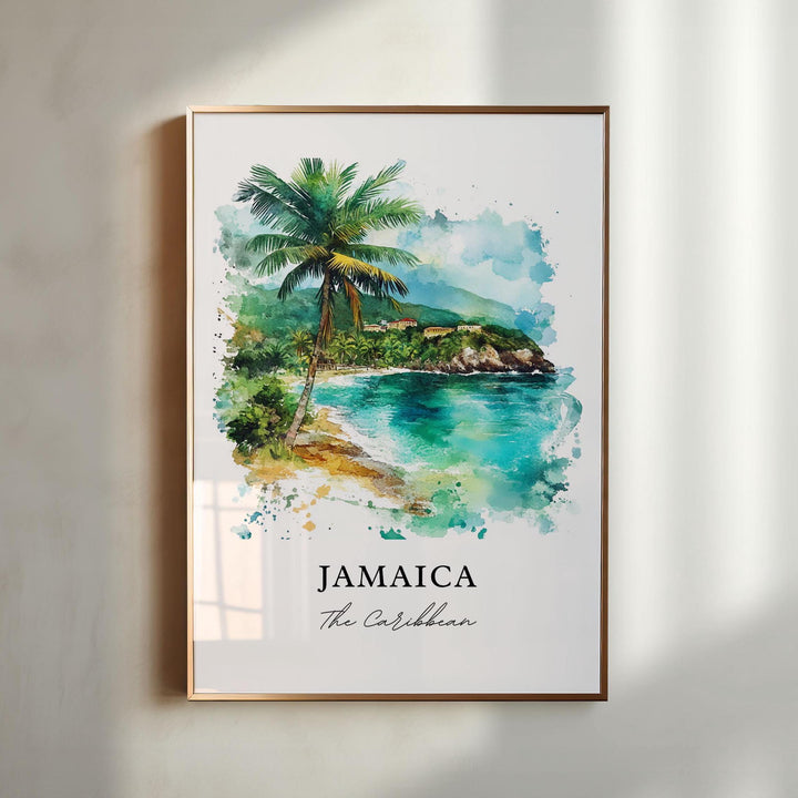 Jamaica Wall Art, Jamaica Island Print, Jamaica Country Watercolor Art, Jamaica Gift, Travel Print, Travel Poster, Housewarming Gift