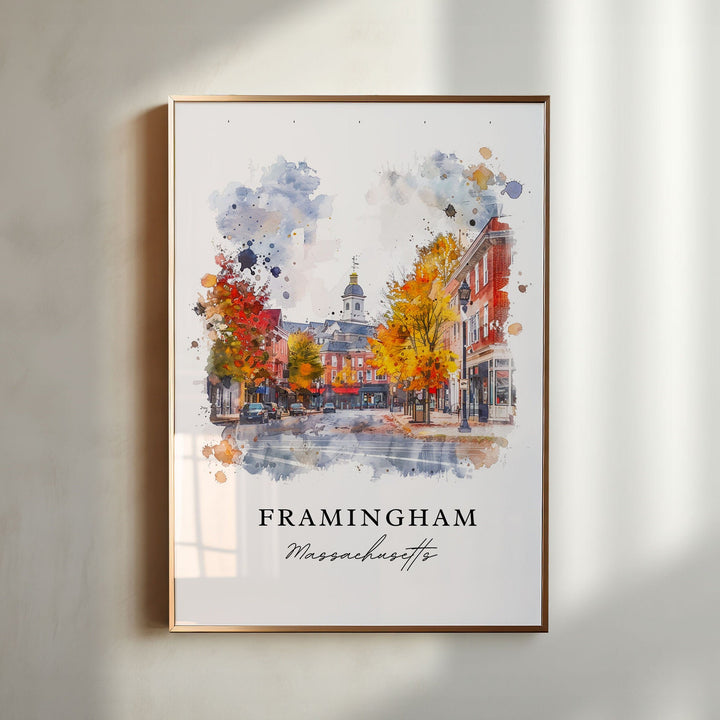 Framingham wall art, Framingham Print, Massachusetts Wall Art, Framingham MA Gift, Travel Print, Travel Gift, Housewarming Gift