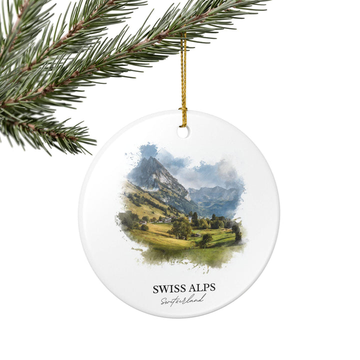 Swiss Alps Ornament: Unique Swiss Alps Souvenir, Swiss Alps Xmas Decor, and Authentic Swiss Alps Gift