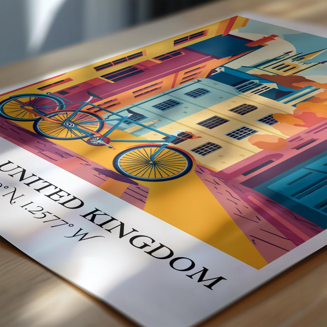 Oxford UK Art, Oxford UK Retro Travel Art, Oxford UK Home Decor, England Gift, England Travel Art, Travel Prints, Housewarming Gift