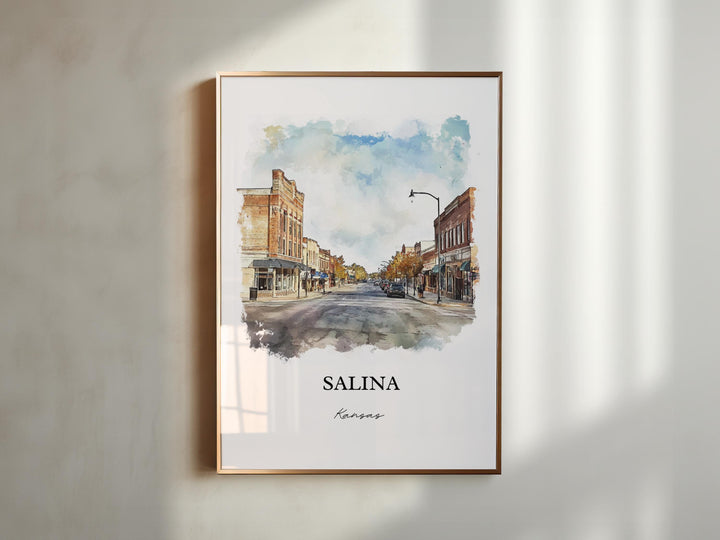 Salina Kansas Wall Art, Saline County Print, Kansas Watercolor Art, Salina KS Gift, Travel Print, Travel Poster, Housewarming Gift