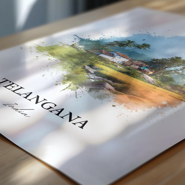 Telangana India Wall Art, Telangana Print, India Watercolor Art, Telangana India Gift, Travel Print, Travel Poster, Housewarming Gift