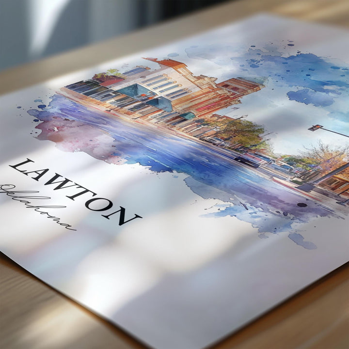 Lawton OK Wall Art, Comanche County Print, Oklahoma Watercolor Art, Lawton OK Gift, Travel Print, Travel Poster, Housewarming Gift