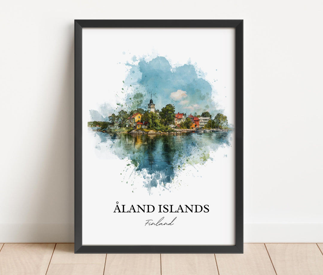 Aland Islands Wall Art, Aland Islands Print, Finland Watercolor Art, Aland Islands Gift, Travel Print, Travel Poster, Housewarming Gift