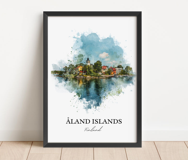Aland Islands Wall Art, Aland Islands Print, Finland Watercolor Art, Aland Islands Gift, Travel Print, Travel Poster, Housewarming Gift