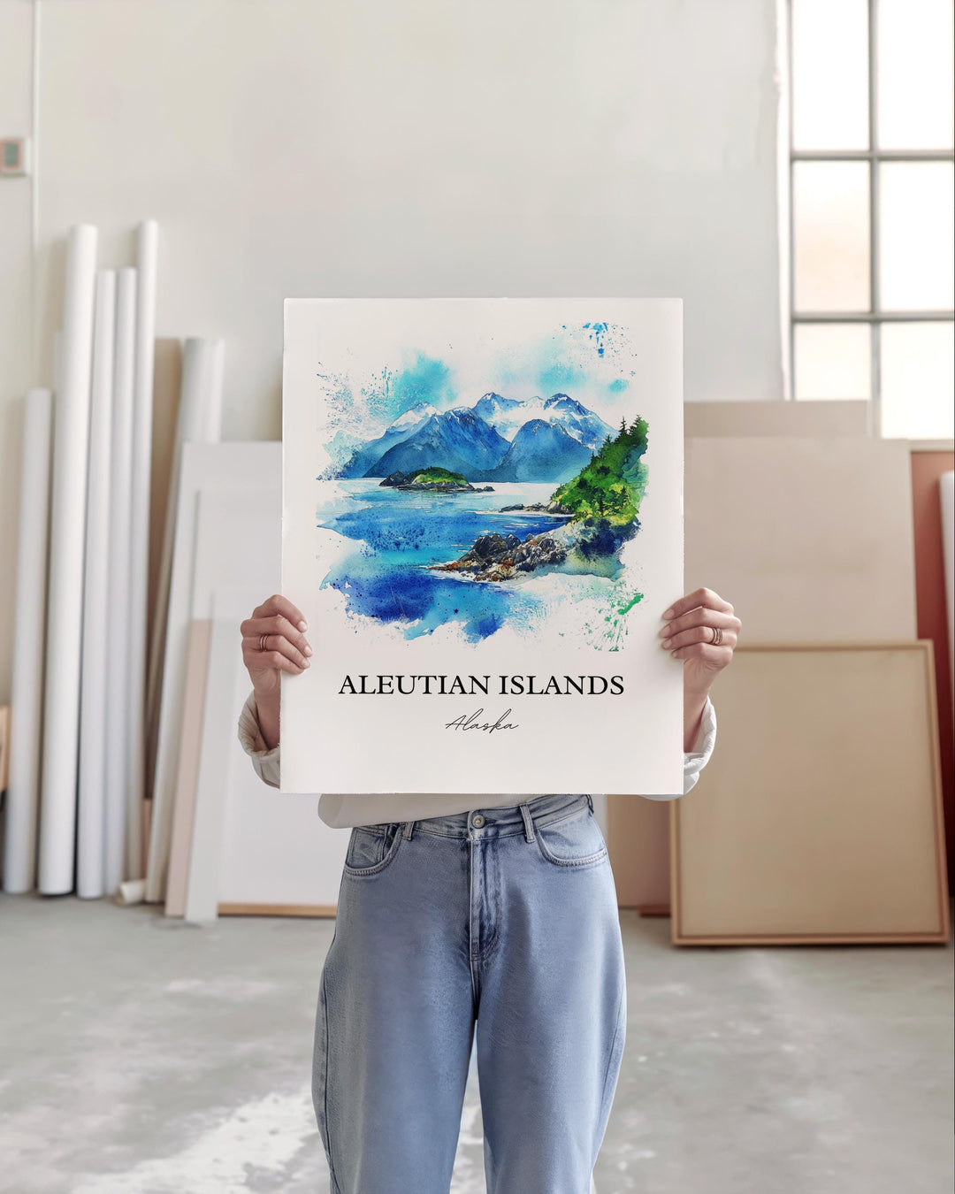 Aleutian Islands Wall Art, Alaska Print, Aleut Islands Watercolor Art, Aleutian Islands Gift, Travel Print, Travel Poster, Housewarming Gift