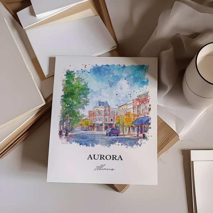 Aurora, Illinois, Illinois – Watercolor Art Print