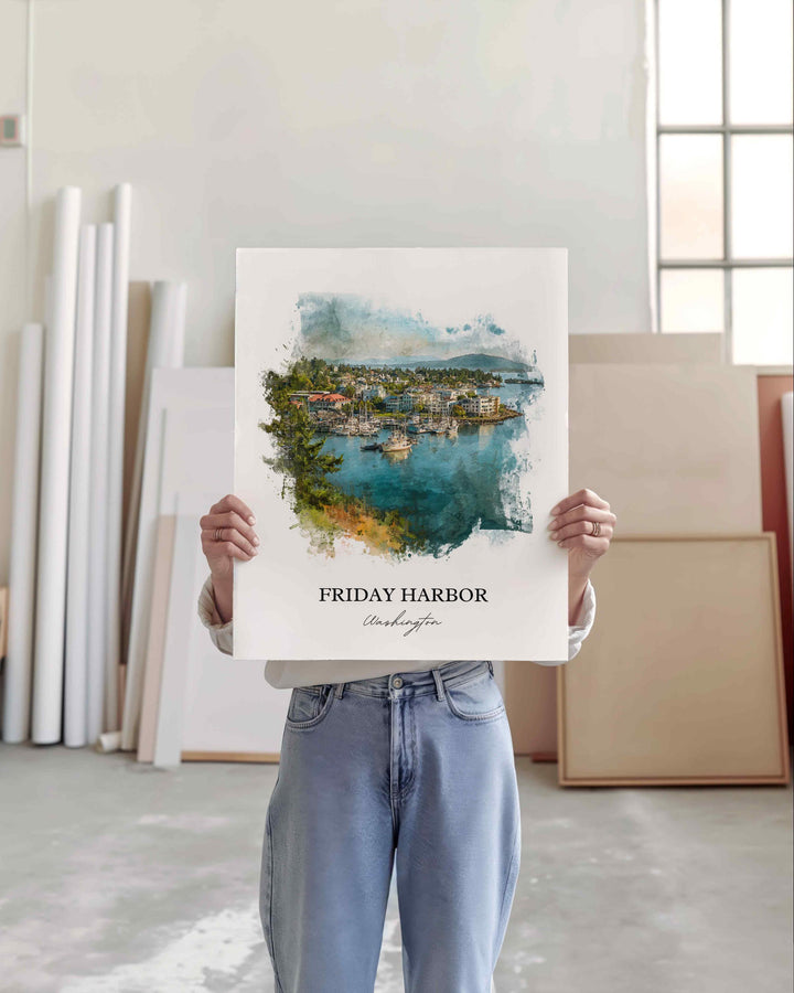 Friday Harbor, Washington – Watercolor Art Print
