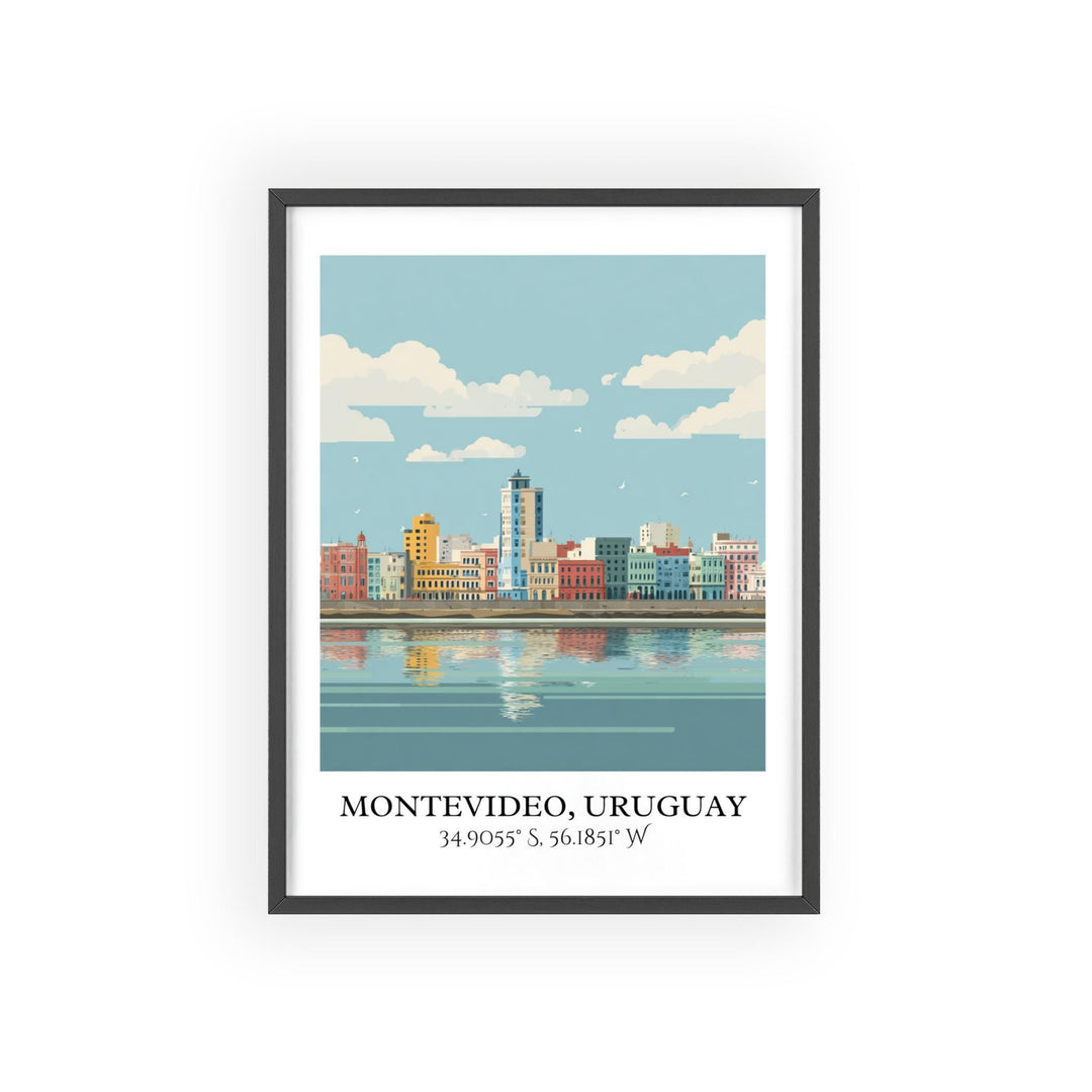 Montevideo Art, Montevideo Retro Travel Art, Montevideo Home Decor, Uruguay Gift, Uruguay Travel Art, Travel Prints, Housewarming Gift