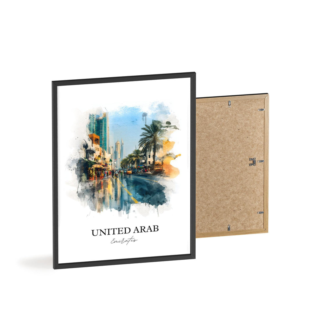UAE Wall Art, United Arab Emirates Print, UAE Watercolor Art, UAE Travel Gift, Travel Print, Travel Poster, Housewarming Gift