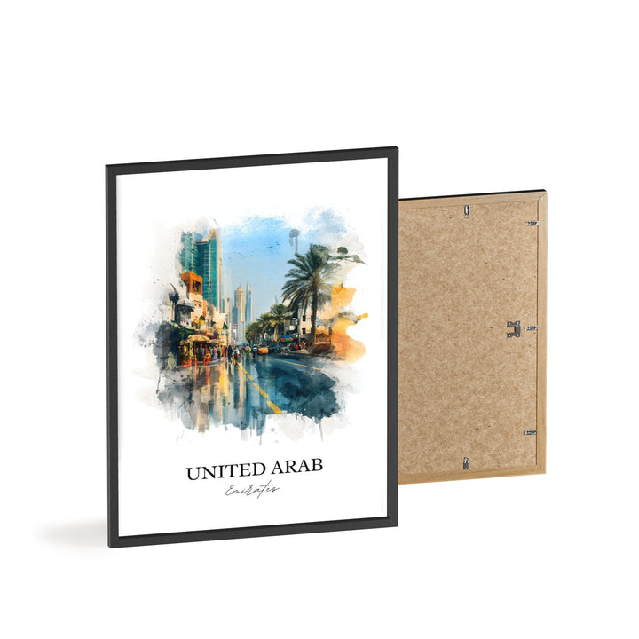 UAE Wall Art, United Arab Emirates Print, UAE Watercolor Art, UAE Travel Gift, Travel Print, Travel Poster, Housewarming Gift