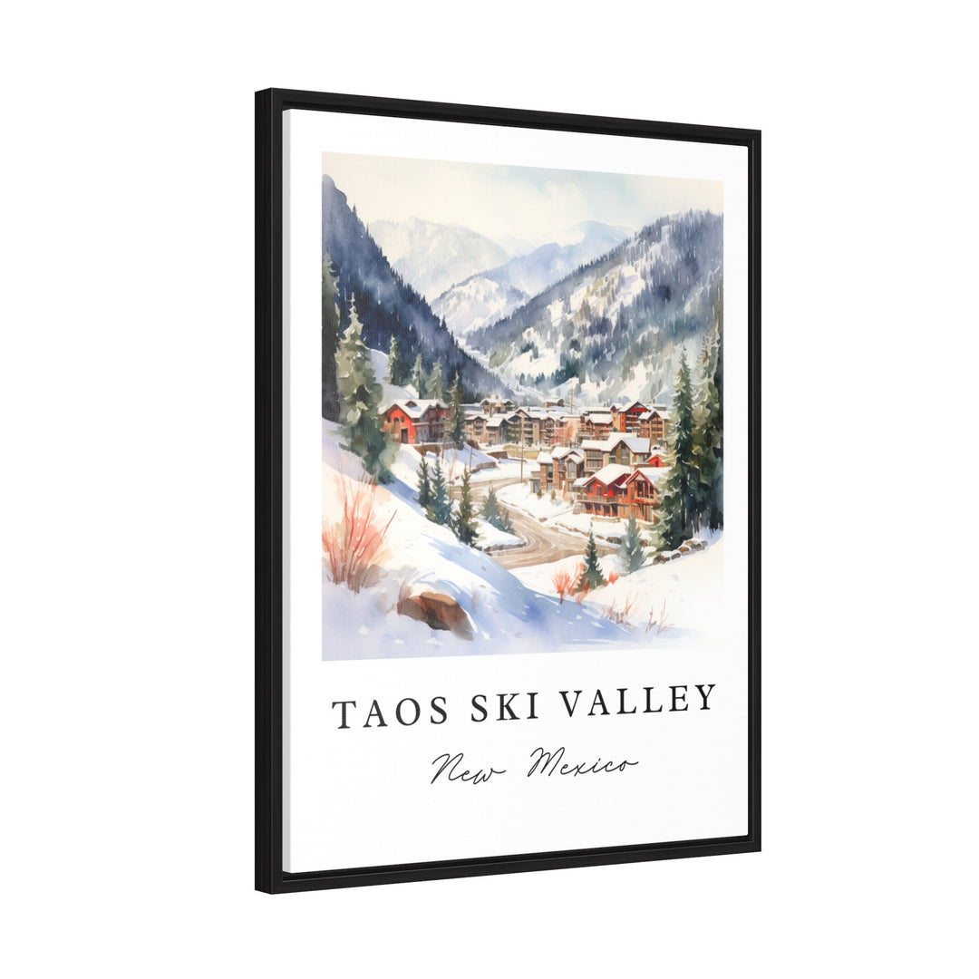 Taos Ski Valley traditional travel art - New Mexico, Taos NM poster print, Wedding gift, Birthday present, Custom Text, Perfect Gift