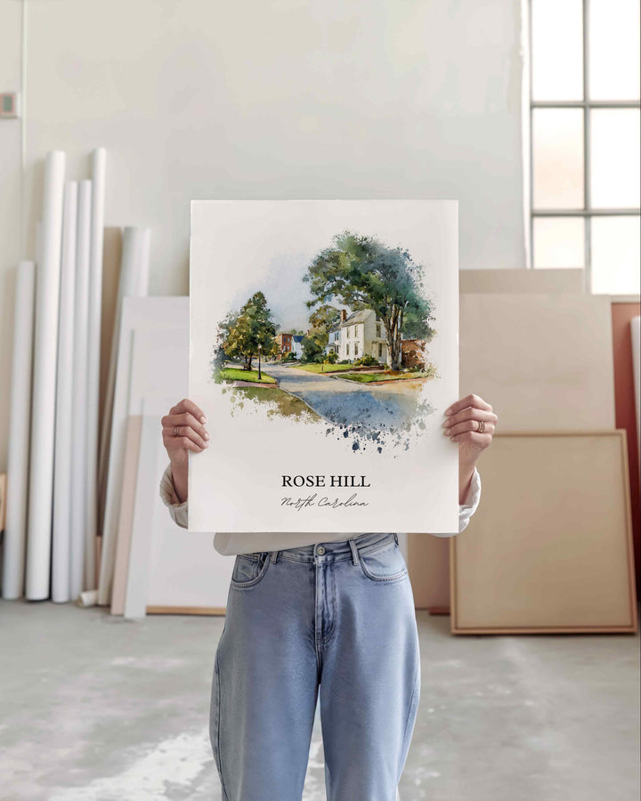 Rose Hill, North Carolina – Watercolor Art Print
