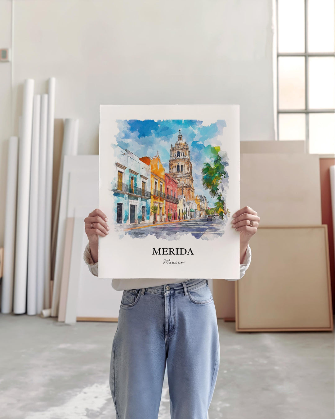 Merida Mexico Wall Art, Yucatán MX Print, Mexico Watercolor Art, Merida Gift, Travel Print, Travel Poster, Housewarming Gift