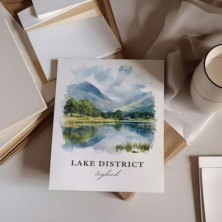 Lake District Wall Art, Lake District England Print, Cumbria Watercolor Art, England Gift, Travel Print, Travel Poster, Housewarming Gift
