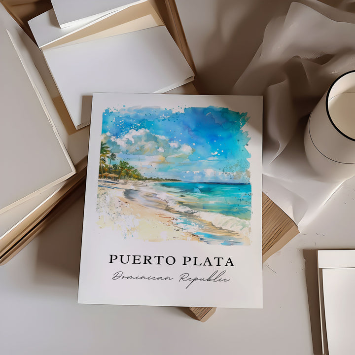 Puerto Plata Wall Art, Puerto Plata DR Print, Puerto Plata Watercolor, Puerto Plata Gift,