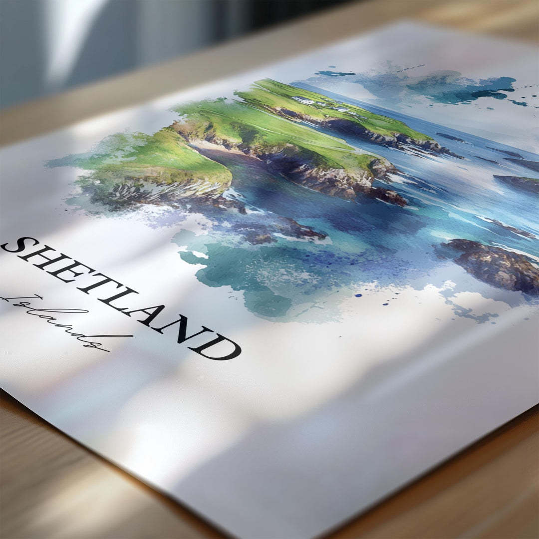 Shetland Islands Wall Art, Orkney Print, Scotland Watercolor Art, Shetland Islands Gift, Travel Print, Travel Poster, Housewarming Gift