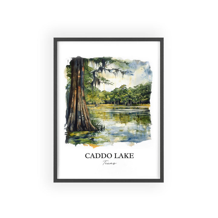 Caddo Lake Wall Art, Harrison County TX Print, Texas Watercolor Art, Caddo Lake Gift, Travel Print, Travel Poster, Housewarming Gift