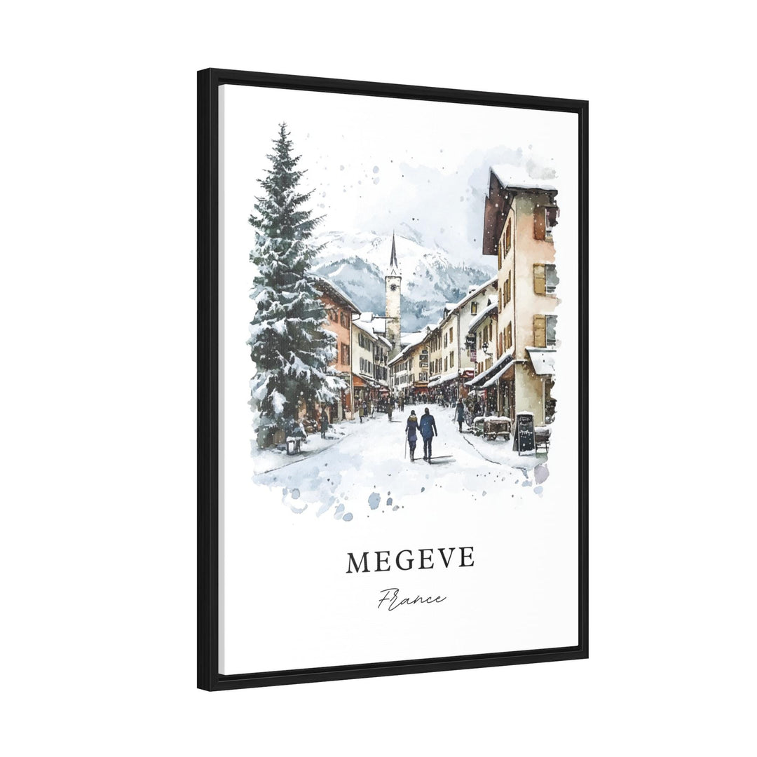 Megeve France Wall Art, Megeve Print, French Alps Watercolor Art, Megeve France Gift,