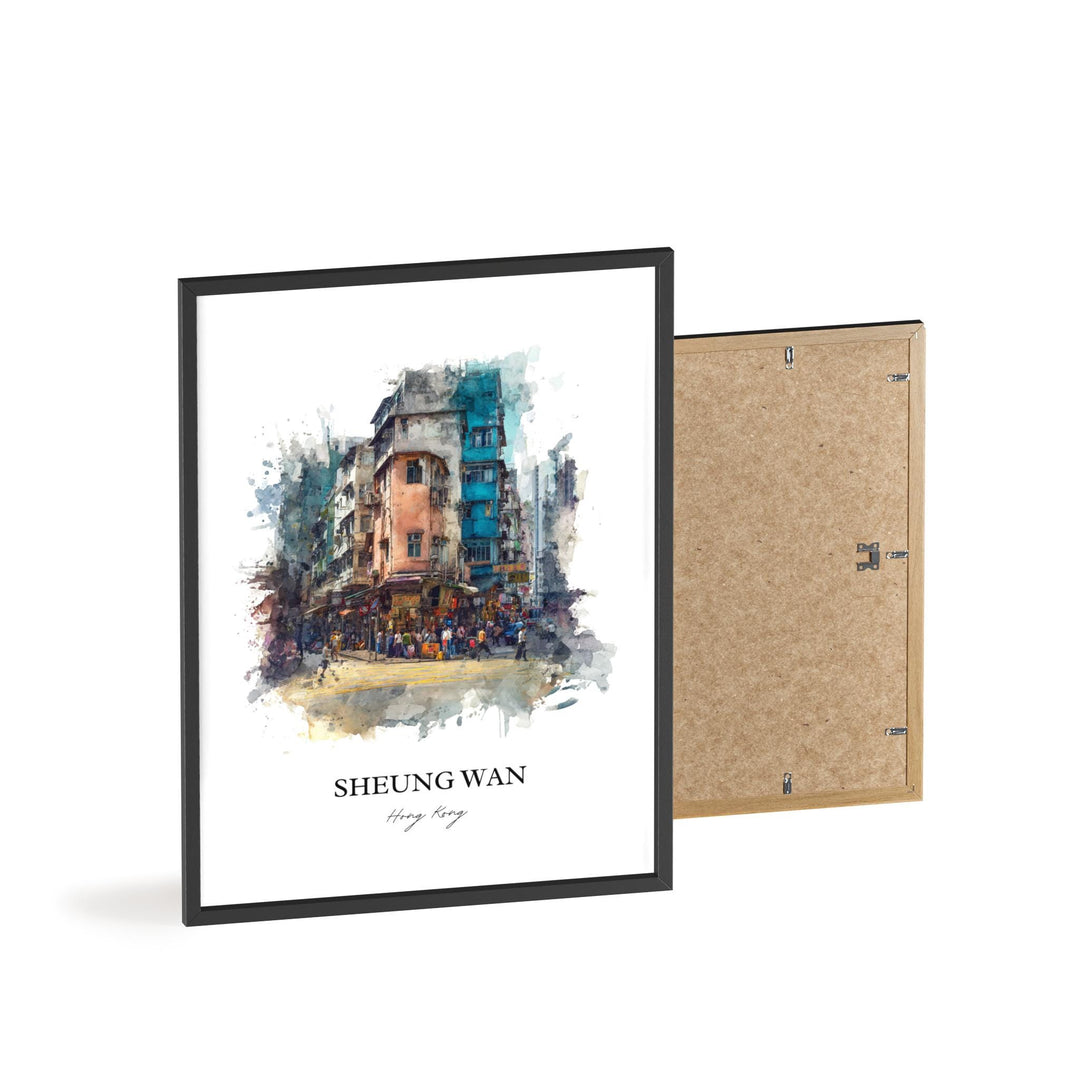 Sheung Wan Wall Art, Hong Kong Print, Hong Kong Watercolor Art, Hong Kong China Gift, Sheung Wan Print, Travel Poster, Housewarming Gift