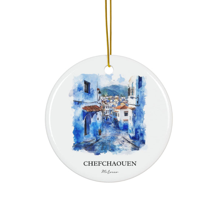 Chefchaouen Morocco Ornament: Unique Chefchaouen Souvenir, The Blue City Xmas Decor, and Authentic Morocco Gift