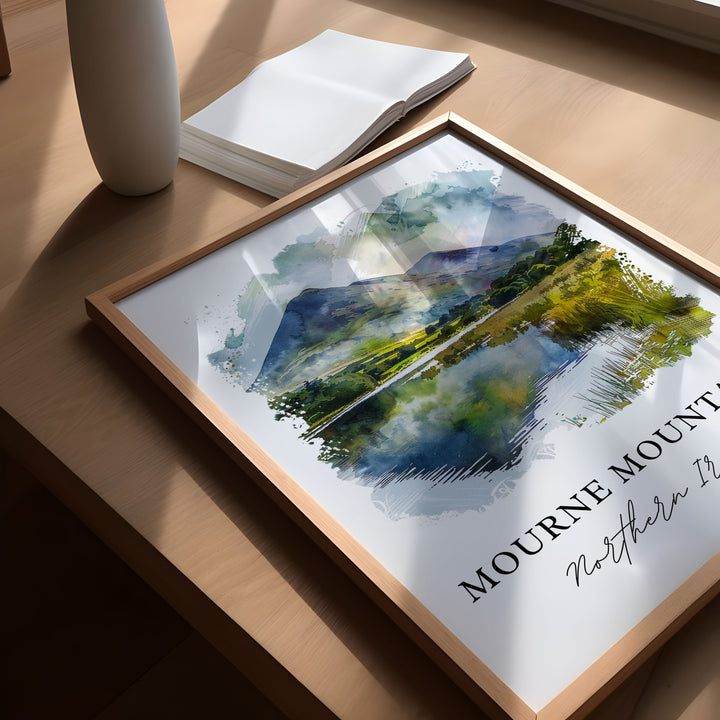Mourne Mountains Wall Art, Mourne Mountains Print, Northern Ireland Watercolor, Mournes Gift, Travel Poster, Housewarming Gift