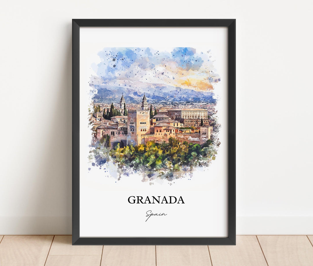 Granada Spain Wall Art, Granada Print, Spain Watercolor Art, Granada Spain Gift, Travel Print, Travel Poster, Housewarming Gift