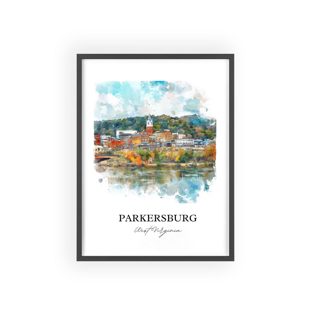 Parkersburg WV Wall Art, Wood County Print, West Virginia Watercolor Art, Parkersburg Gift, Travel Print, Travel Poster, Housewarming Gift