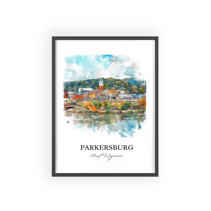 Parkersburg WV Wall Art, Wood County Print, West Virginia Watercolor Art, Parkersburg Gift, Travel Print, Travel Poster, Housewarming Gift