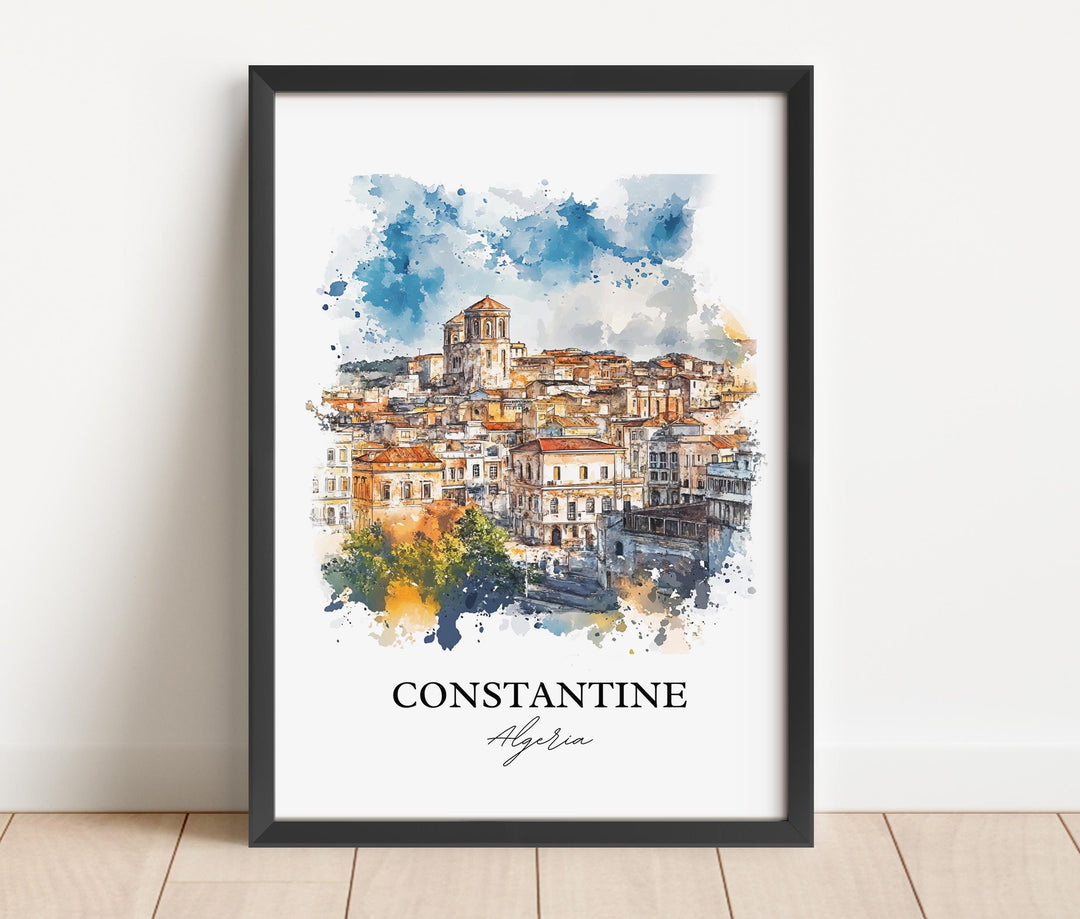 Constantine Algeria Wall Art, Kasantina Print, Algeria Watercolor, Constantine Algeria Gift, Travel Print, Travel Poster, Housewarming Gift
