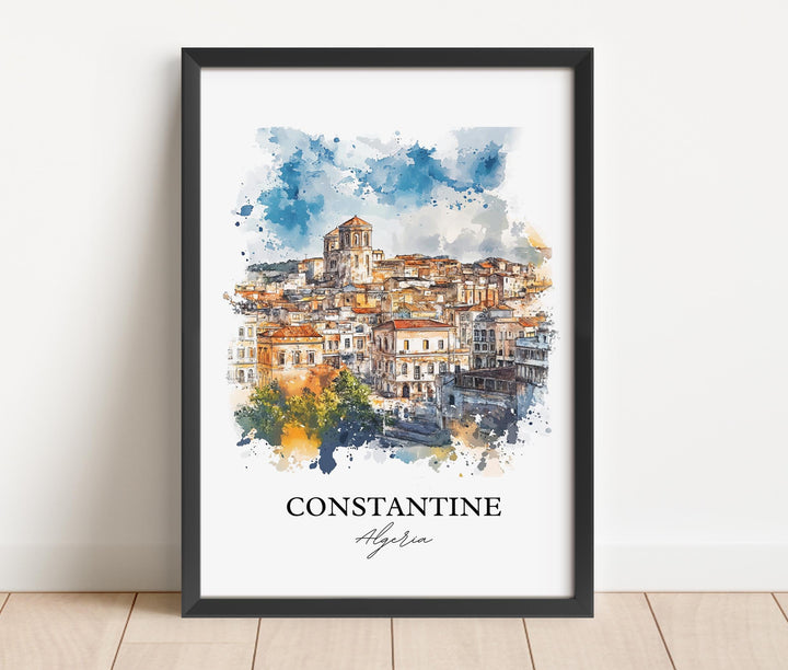 Constantine Algeria Wall Art, Kasantina Print, Algeria Watercolor, Constantine Algeria Gift, Travel Print, Travel Poster, Housewarming Gift