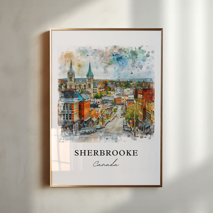 Sherbrooke Quebec Art, Sherbrooke Print, Sherbrooke Watercolor, Sherbrooke Quebec Gift, Travel Poster, Housewarming Gift